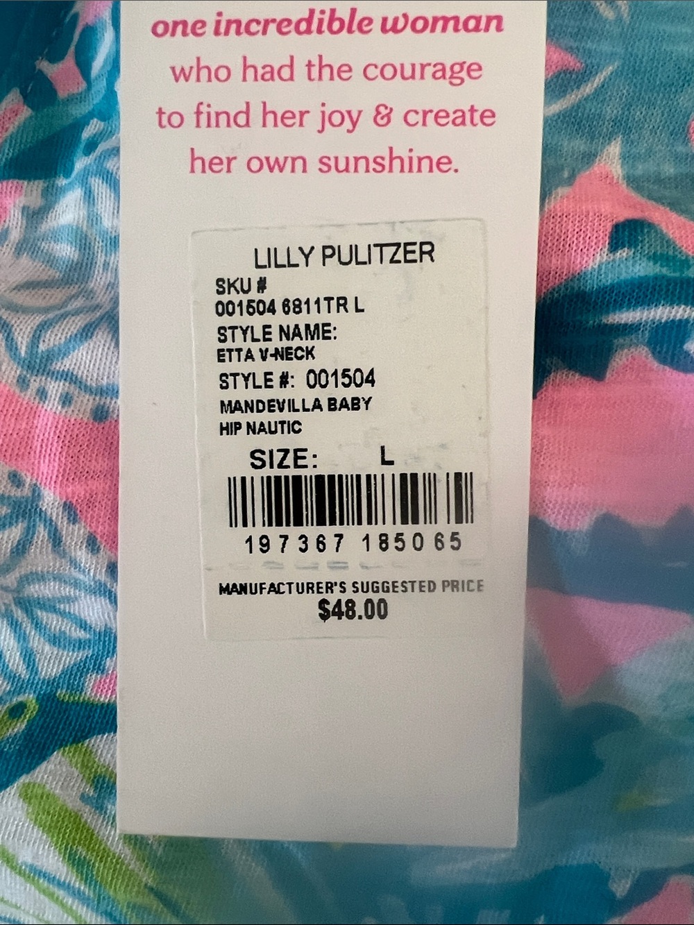 Lilly Pulitzer Mandevilla Baby Print Women's Tee in Pink & Teal - Picture 2 of 4